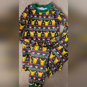 Hanna Andersson Black and Yellow Pikachu Holiday Pajama Set